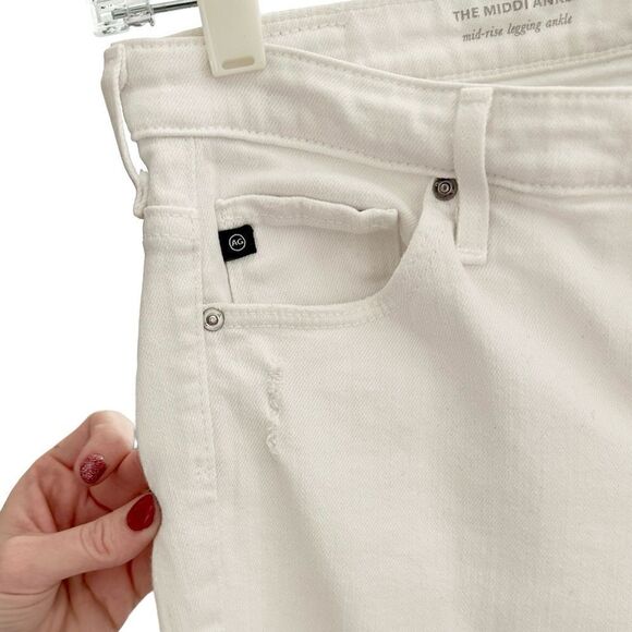 AG Adriano Goldschmied White Mid Rise Frayed Ankle Legging Jean - Picture 5 of 9